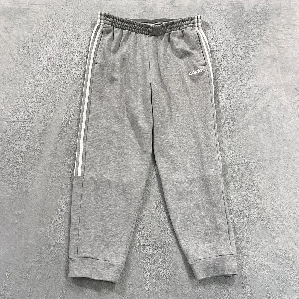 Adidas Climalite Sweatpants Mens XL Gray Running White‎ Stripes Y2K Tapered